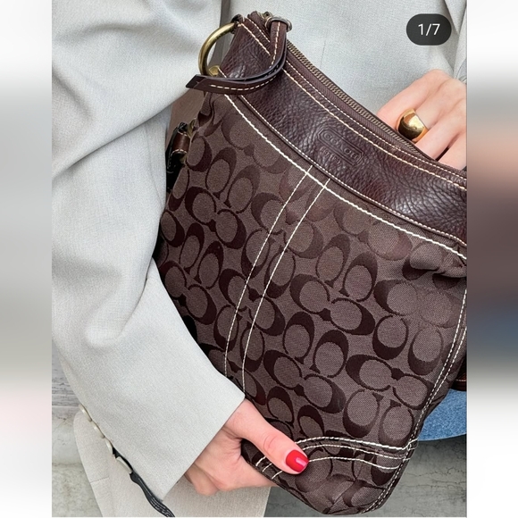 VINTAGE Coach Legacy Signature Monogram Canvas Crossbody Bag NWOT - Picture 4 of 11